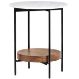 Brewpub End Table, White Marble-Furniture - Accent Tables-High Fashion Home