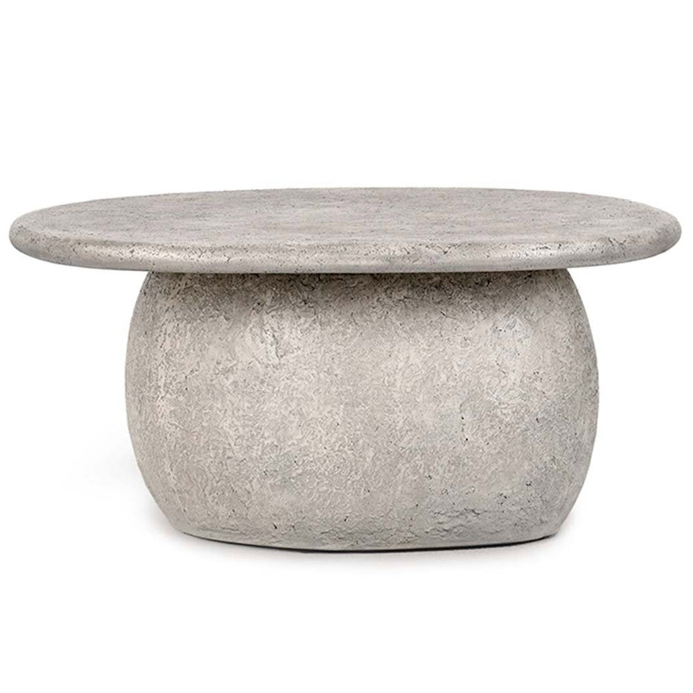 Britney Outdoor Round Coffee Table, Light Gray-Furniture - Outdoor-High Fashion Home