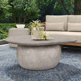 Britney Outdoor Round Coffee Table, Light Gray-Furniture - Outdoor-High Fashion Home
