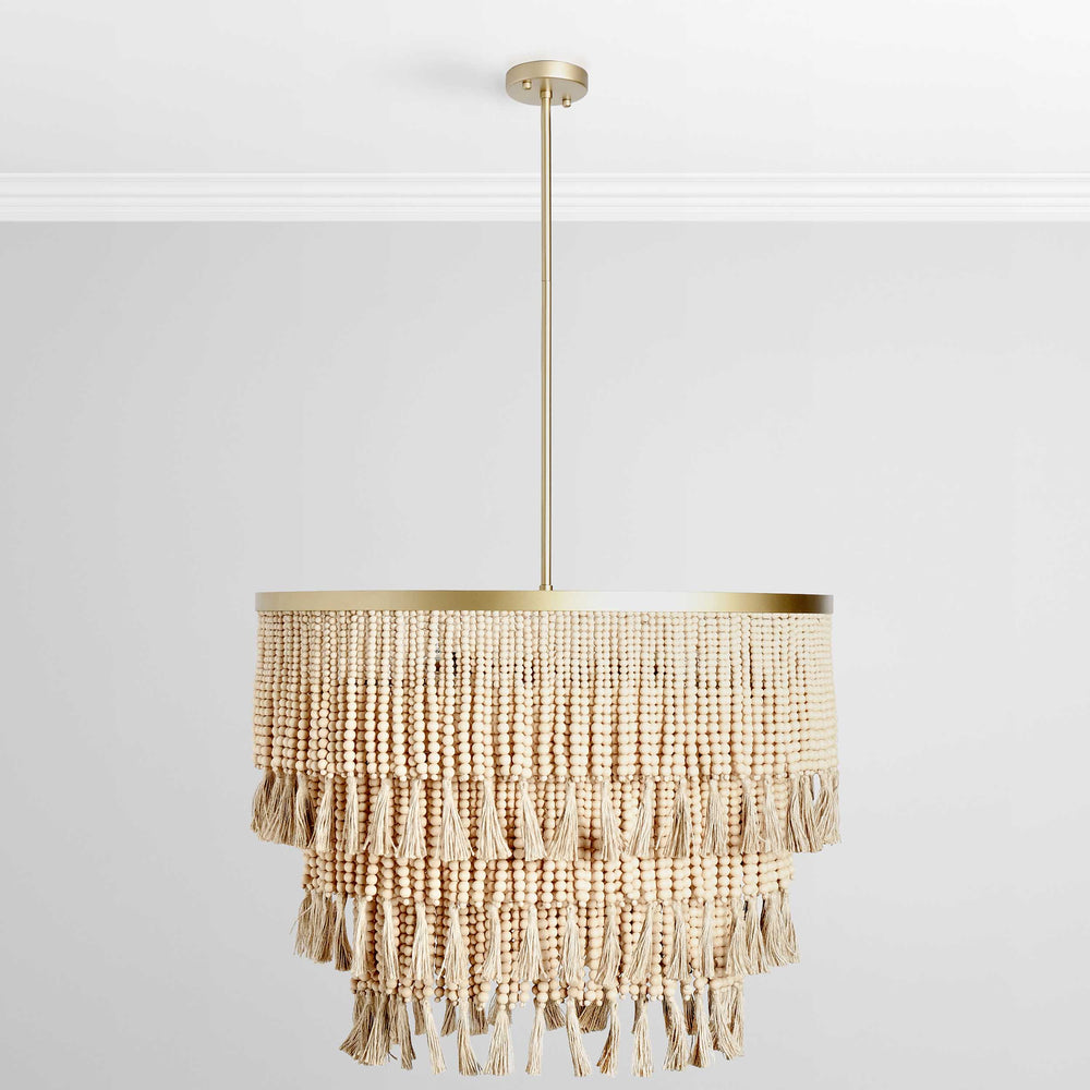 Brittany Round Beaded Chandelier, Natural-Lighting-High Fashion Home