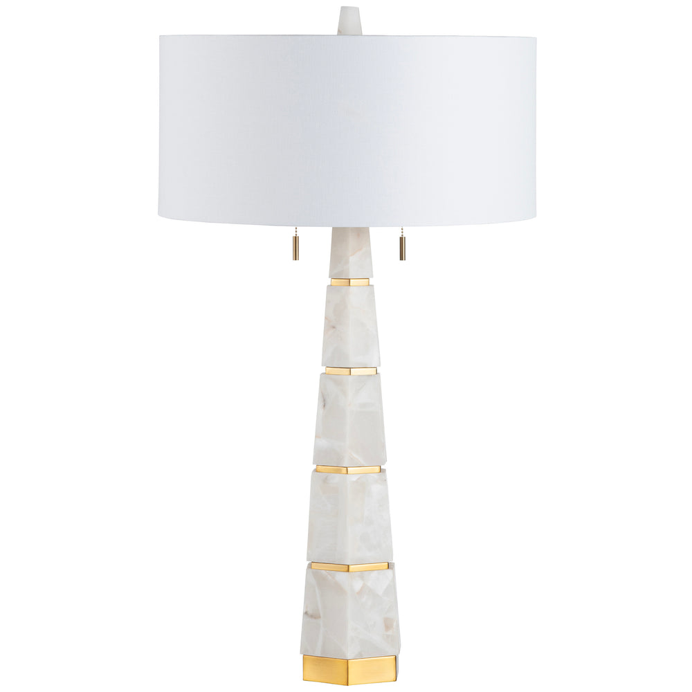 Bronte Lamp w/ Night Light, White Alabaster-Lighting-High Fashion Home