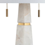 Bronte Lamp w/ Night Light, White Alabaster-Lighting-High Fashion Home