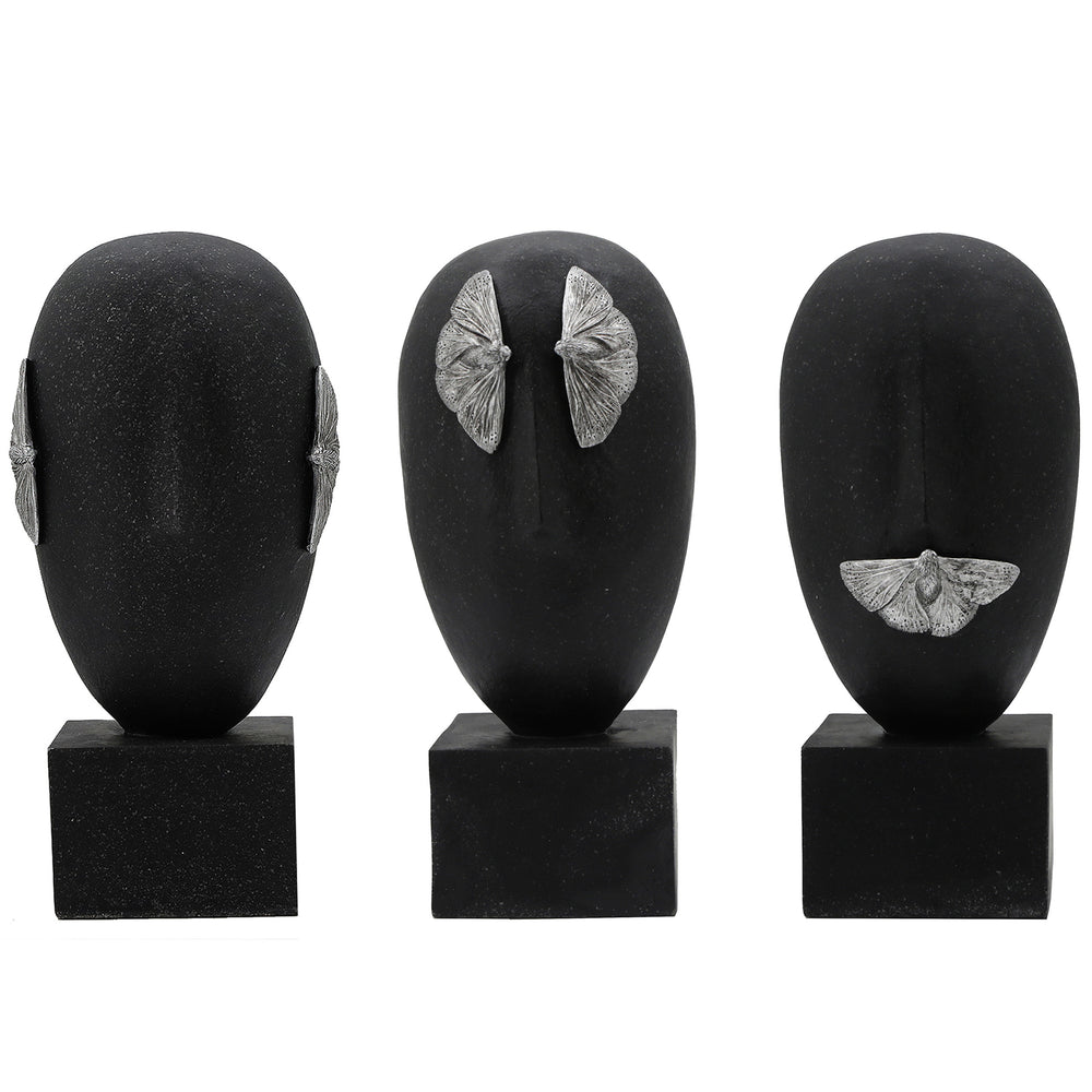 Bruges See, Hear, and Speak No Evil Statuary, Black, Set of 3-Accessories-High Fashion Home