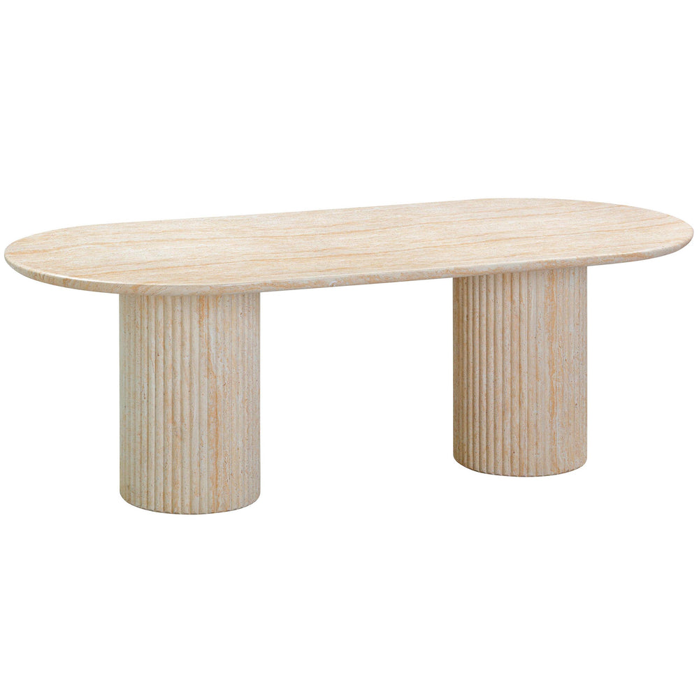 Brut Dining Table, Travertine Finish