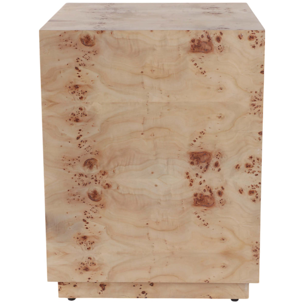 Burl Wood Block Accent Table, Tan