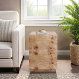 Burl Wood Block Accent Table, Tan
