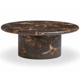 Byron Round Faux Marble Coffee Table, Dark Brown