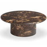 Byron Round Faux Marble Coffee Table, Dark Brown