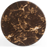 Byron Round Faux Marble Coffee Table, Dark Brown