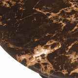 Byron Round Faux Marble Coffee Table, Dark Brown