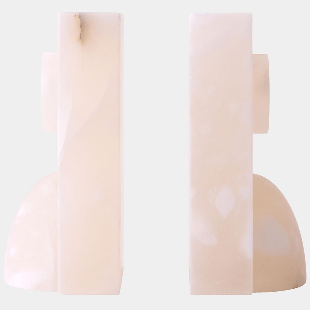 Barakoa Alabaster Bookends, White