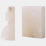 Barakoa Alabaster Bookends, White