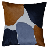 Abstract Hide Patchwork Pillow, Cream/Tan/Navy/Teal