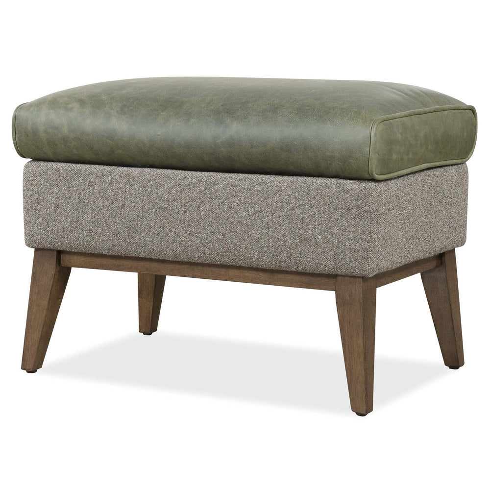 Camille Leather Ottoman, Siena Moss/Potenza Graphite-Furniture - Chairs-High Fashion Home