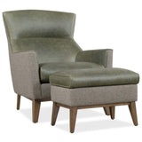 Camille Leather Ottoman, Siena Moss/Potenza Graphite-Furniture - Chairs-High Fashion Home