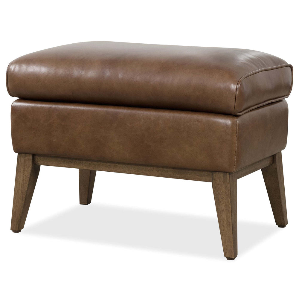 Camille Leather Ottoman, Hazelnut Brown-Furniture - Chairs-High Fashion Home