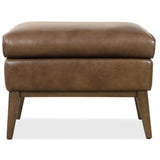 Camille Leather Ottoman, Hazelnut Brown-Furniture - Chairs-High Fashion Home