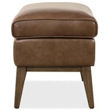 Camille Leather Ottoman, Hazelnut Brown-Furniture - Chairs-High Fashion Home