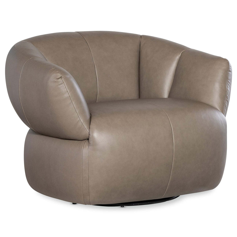 Aria Leather Swivel Chair, Texas Mushroom-Furniture - Chairs-High Fashion Home
