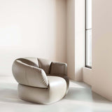 Aria Leather Swivel Chair, Texas Mushroom-Furniture - Chairs-High Fashion Home