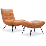 Kayne Leather Ottoman, Saddlebag Coin-Furniture - Benches-High Fashion Home