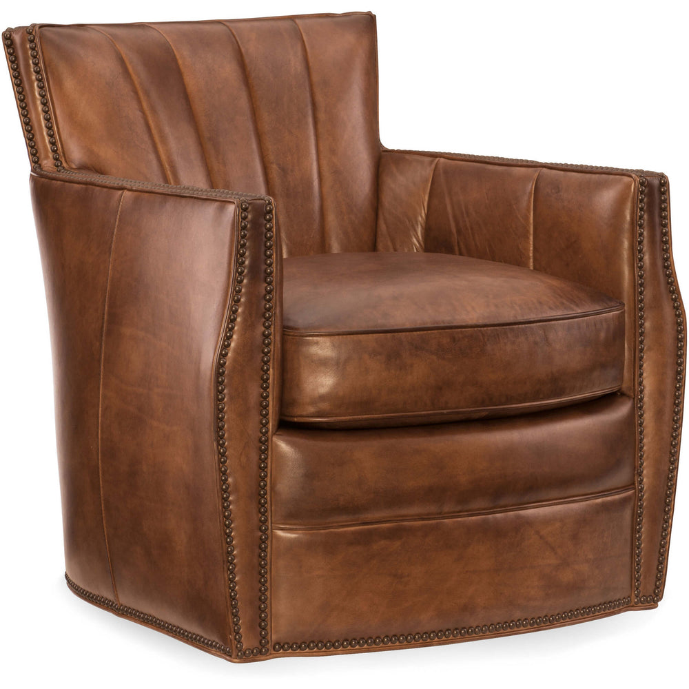 Carson Leather Swivel Chair, Checkmate Rook-Furniture - Chairs-High Fashion Home