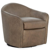 Roper Leather Swivel Club Chair, Big Top Dark Taupe-Furniture - Chairs-High Fashion Home