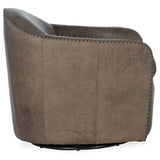 Roper Leather Swivel Club Chair, Big Top Dark Taupe-Furniture - Chairs-High Fashion Home