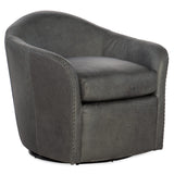 Roper Leather Swivel Club Chair, Big Top Blue Steel-Furniture - Chairs-High Fashion Home