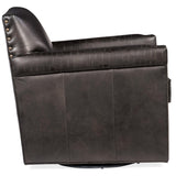Potter Leather Swivel Club Chair, Old Saddle Fudge/Fudge Crocodile-Furniture - Chairs-High Fashion Home