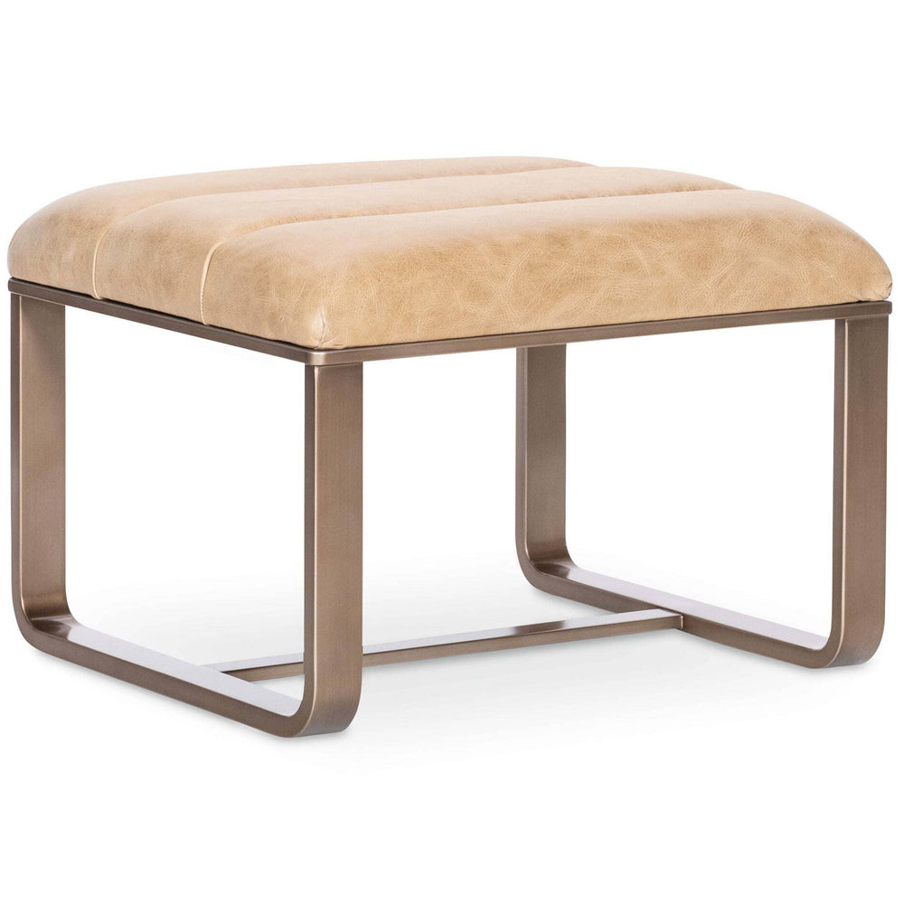 Cooper Leather Ottoman, Firenze Ghiaia-Furniture - Chairs-High Fashion Home