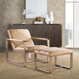 Cooper Leather Ottoman, Firenze Ghiaia-Furniture - Chairs-High Fashion Home