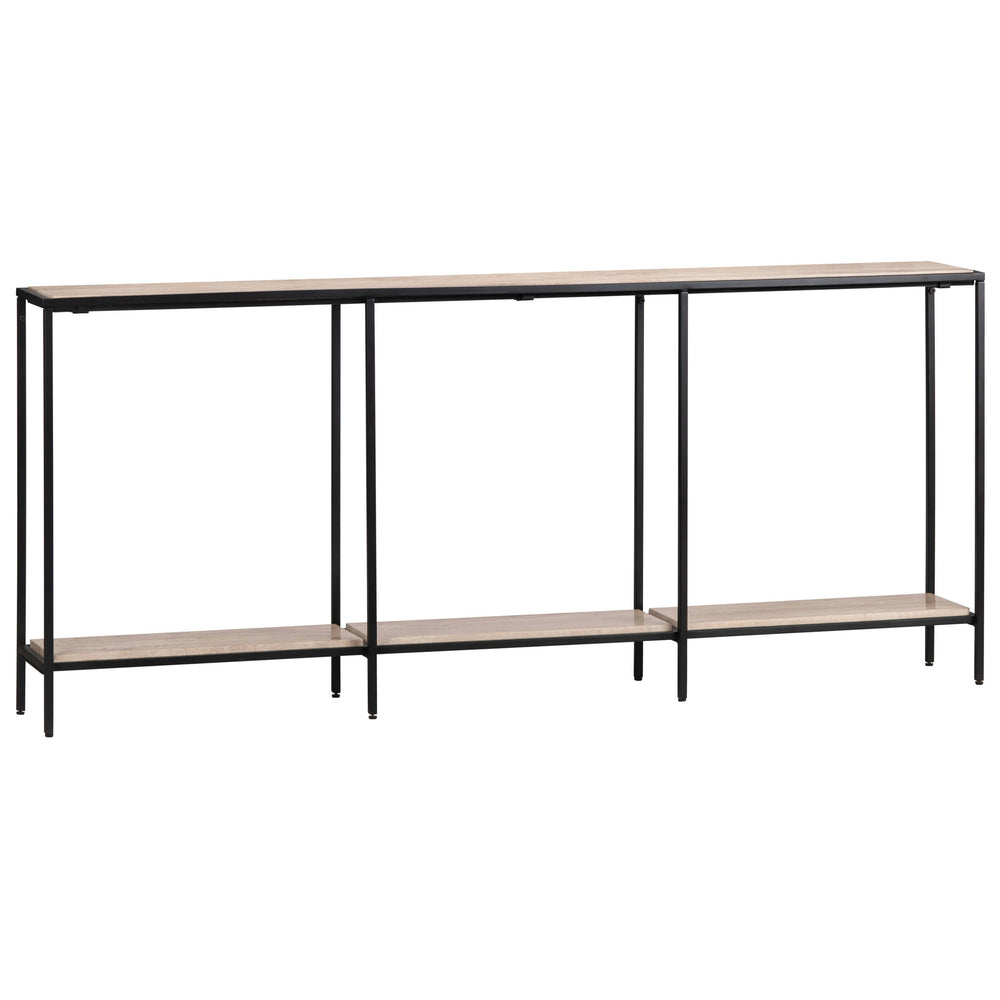 Crosby Travertine Console Table, Natural-Furniture - Accent Tables-High Fashion Home