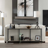 Crosby Travertine Console Table, Natural-Furniture - Accent Tables-High Fashion Home