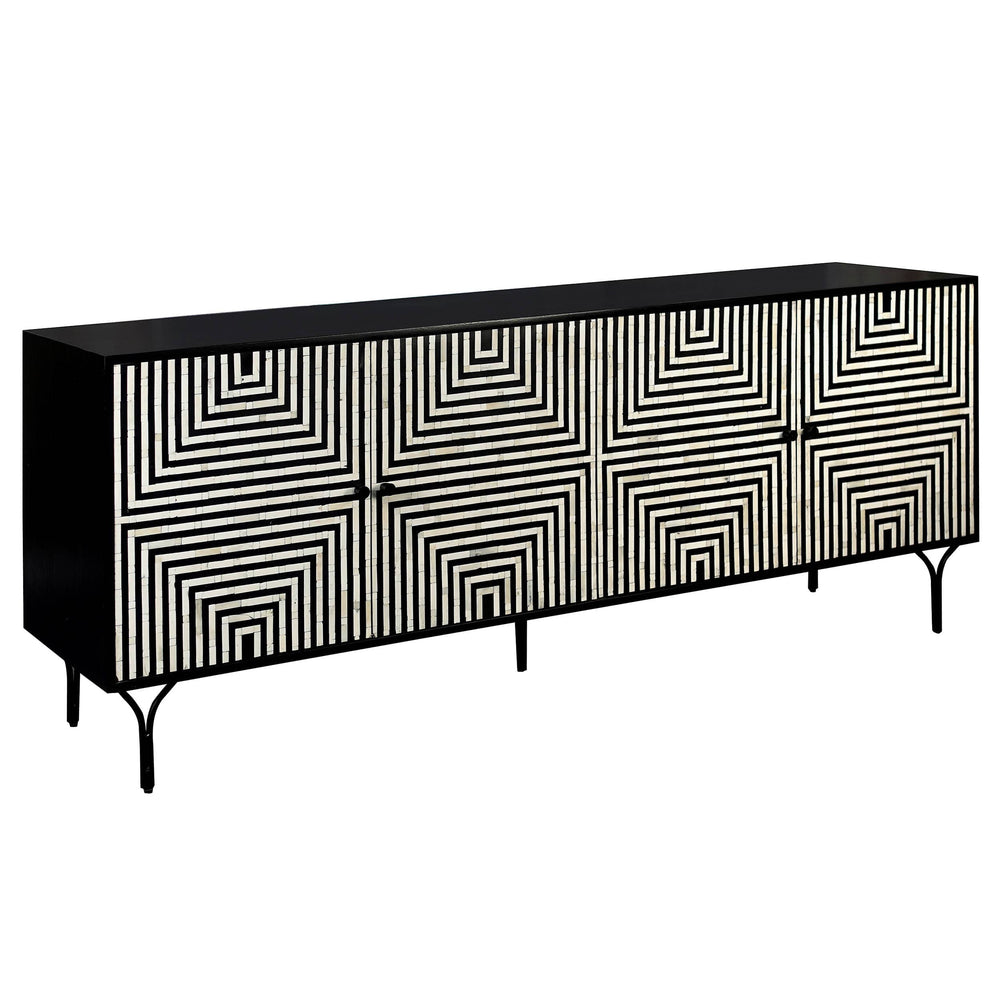 Atlas 4 Door Sideboard, Black/White-Furniture - Storage-High Fashion Home