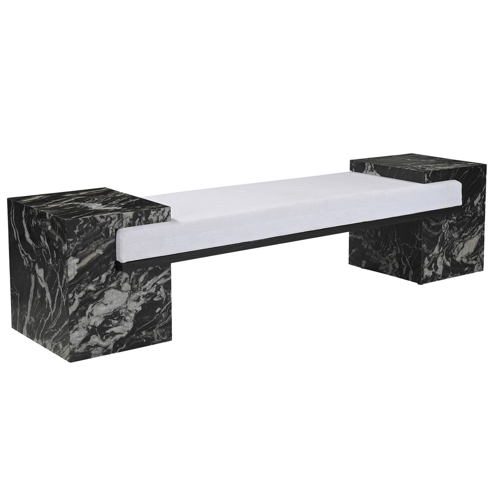 Massimo Bench, Black Marble-Furniture - Benches-High Fashion Home