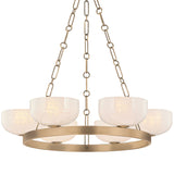 Caelum 6 Light Chandelier, Patina Brass