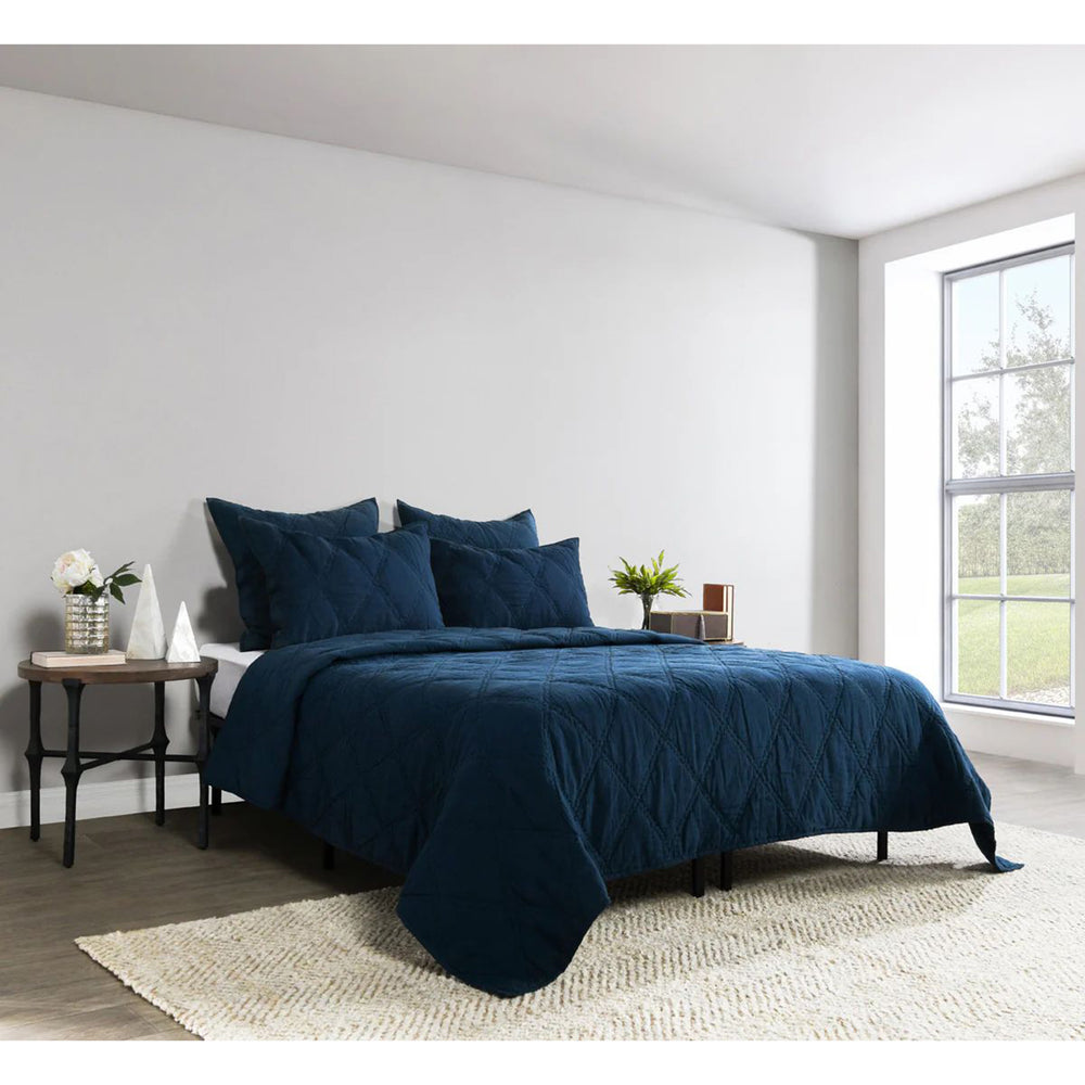 Caleb Quilt, Midnight Blue-Accessories-High Fashion Home