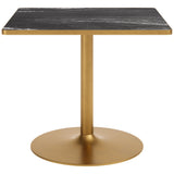 Caliza Dining Table, Black/Gold-Furniture - Dining-High Fashion Home