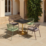 Caliza Dining Table, Black/Gold-Furniture - Dining-High Fashion Home