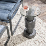 Callen Round Accent Table, Antique Nickel-Furniture - Accent Tables-High Fashion Home