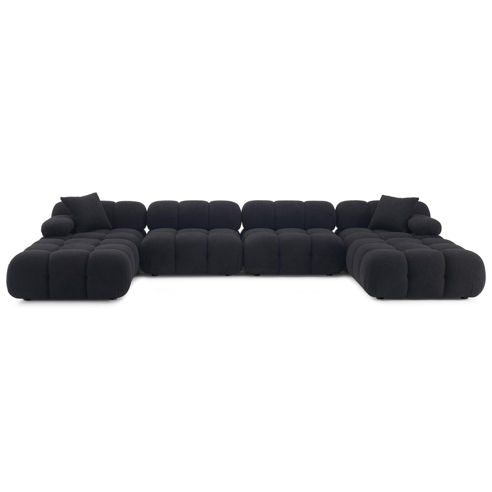 Calliope 6 Piece Modular U-Sectional, Black-Furniture - Sofas-High Fashion Home