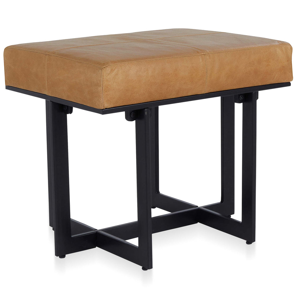 Calvin Leather Stool, Chestnut Brown-Furniture - Chairs-High Fashion Home
