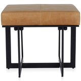 Calvin Leather Stool, Chestnut Brown-Furniture - Chairs-High Fashion Home