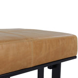 Calvin Leather Stool, Chestnut Brown-Furniture - Chairs-High Fashion Home
