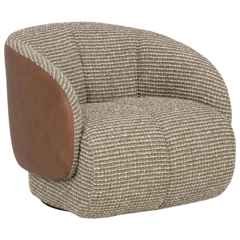Camie Swivel Chair, Torched Meringue/Cognac #3