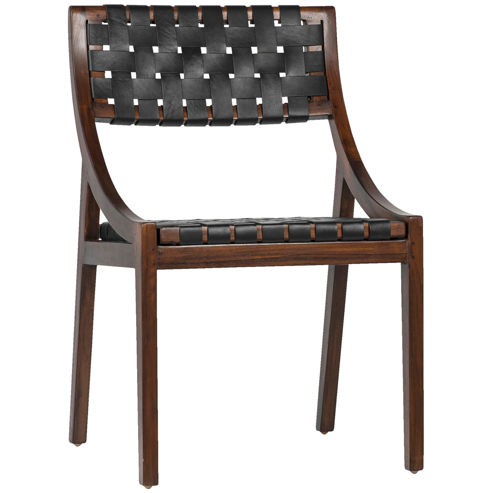 Camila Leather Dining Chair, Black/Dark Brown, Set of 2