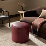 Camino Leather Ottoman, Dulane Burgundy by Amber Lewis x Four Hands-Furniture - Chairs-High Fashion Home