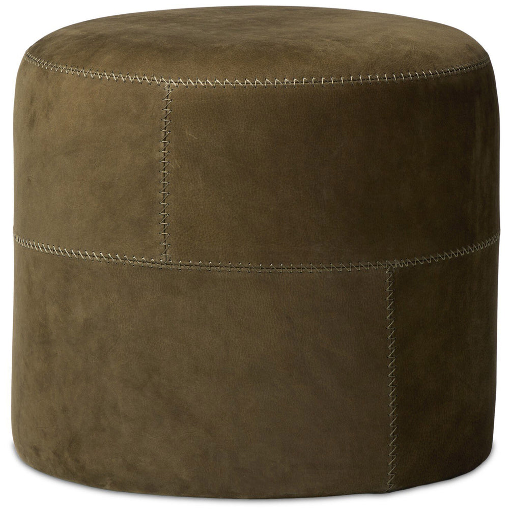 Camino Leather Ottoman, Nubuck Olive by Amber Lewis x Four Hands-Furniture - Chairs-High Fashion Home