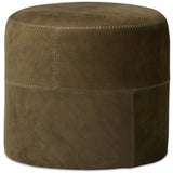 Camino Leather Ottoman, Nubuck Olive by Amber Lewis x Four Hands-Furniture - Chairs-High Fashion Home